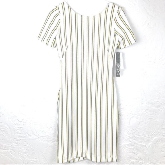 XOXO New White Stretch Dress with Yellow Stripes - Picture 5 of 15